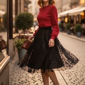 NWT Draper James Black Velvet Burnout 
Whimsigoth A-line Full Skirt Womens XXL